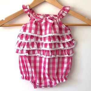Koala Baby New gingham pink ruffles snap 0-3 mos.
